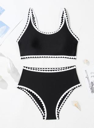 Imagem de Conjunto de biquíni Herseas feminino preto de cintura alta acolchoado XS