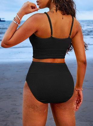 Imagem de Conjunto de biquíni Herseas, fofo e modesto, maiô feminino, preto, tamanho L