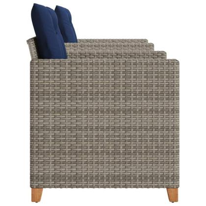 Imagem de Conjunto de bistrô ao ar livre VidaXL Grey Poly Rattan/Madeira de Acácia, 3 peças