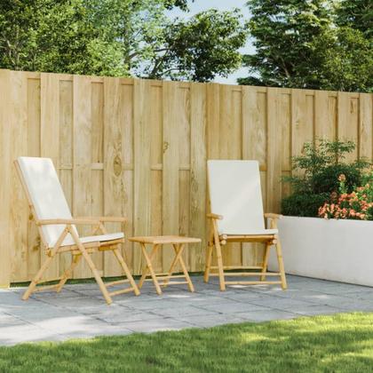 Imagem de Conjunto de bistrô dobrável vidaXL, móveis de bambu com almofadas