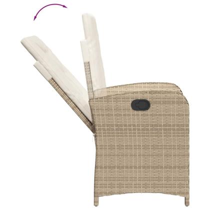 Imagem de Conjunto de bistrô vidaXL Beige Poly Rattan com almofadas, estrutura de aço