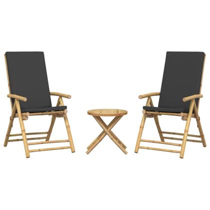 Imagem de Conjunto de bistrô vidaXL Folding Bamboo de 3 peças com mesa e 2 cadeiras