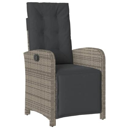 Imagem de Conjunto de bistrô vidaXL Grey Poly Rattan com cadeiras reclináveis e mesa