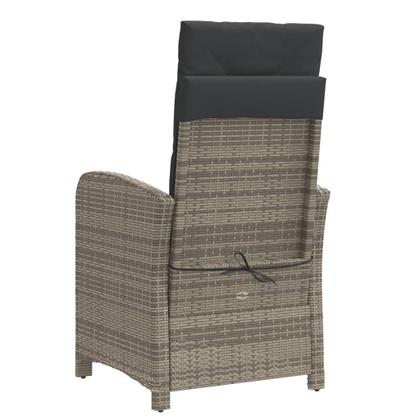 Imagem de Conjunto de bistrô vidaXL Grey Poly Rattan com cadeiras reclináveis e mesa