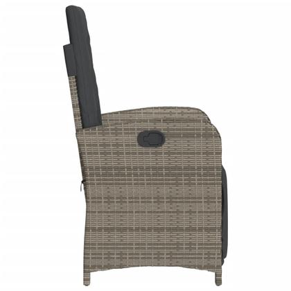 Imagem de Conjunto de bistrô vidaXL Grey Poly Rattan com cadeiras reclináveis e mesa