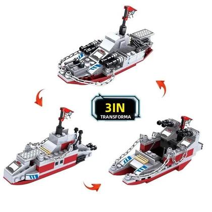 Imagem de Conjunto de Blocos de Construção de Modelo de Avião, Navio, Carro e Exército