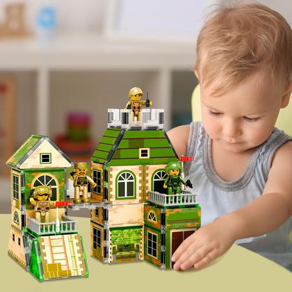 Imagem de Conjunto de blocos de construção Picasso Tiles PTQ02 com 102 unidades e 8 figuras