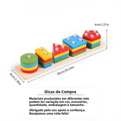 Imagem de Conjunto De Blocos De Formas Geométricas De Madeira Montessori Para Crianças, Brinquedos De