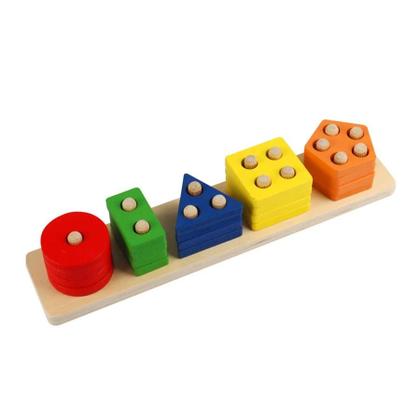 Imagem de Conjunto De Blocos De Formas Geométricas De Madeira Montessori Para Crianças, Brinquedos De