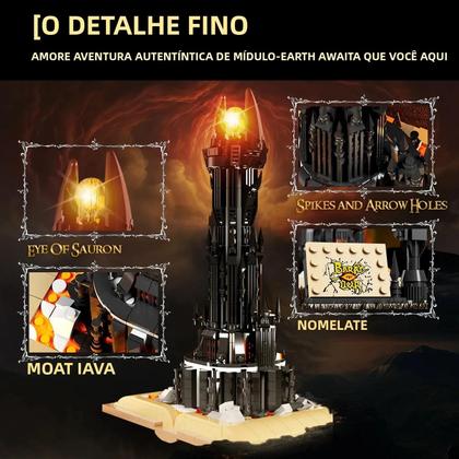 Imagem de Conjunto De Blocos De Montar Black Magic Tower 966PCS Com Luzes Modelo De Castelo Sombrio Brinquedos