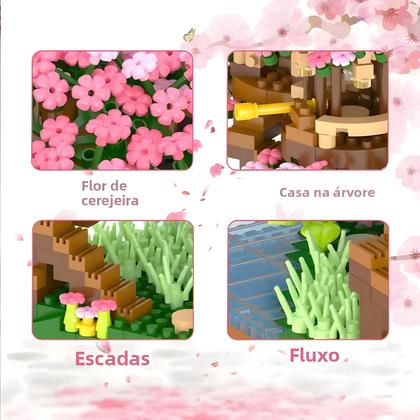 Imagem de Conjunto De Blocos De Montar Mini Árvore De Sakura Modelo De Casa Na Árvore Com Luz Presente Para