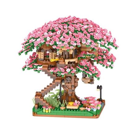 Imagem de Conjunto De Blocos De Montar Mini Árvore De Sakura Modelo De Casa Na Árvore Com Luz Presente Para