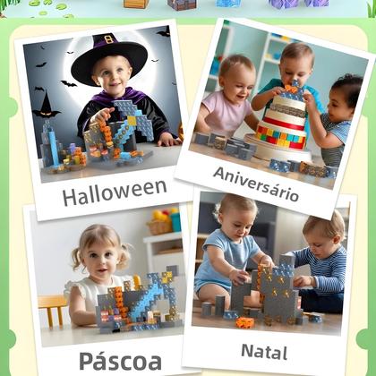 Imagem de Conjunto De Blocos Magnéticos Para Crianças Com Balde De Armazenamento, Brinquedo Educacional