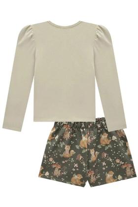 Imagem de Conjunto de Blusa em Cotton com Shorts em Moletom Linho sem Pelúcia 80075 Infanti Infantil Menina