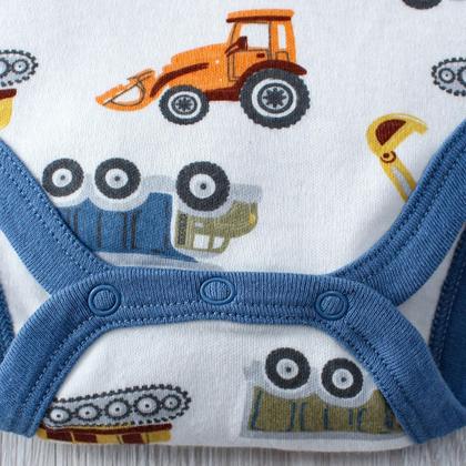 Imagem de Conjunto de Body Bebê Menino Verão - 3 Peças com Desenho de Caminhão