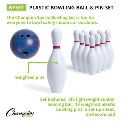 Imagem de Conjunto de Boliche Champion Sports com Pinos de Plástico de 38 cm e Bola