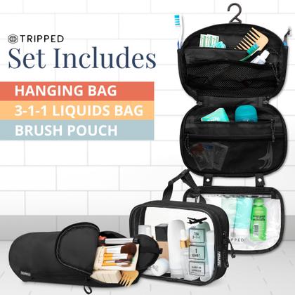 Imagem de Conjunto de bolsas de higiene pessoal TRIPPED Travel Gear com bolsa suspensa e bolsa