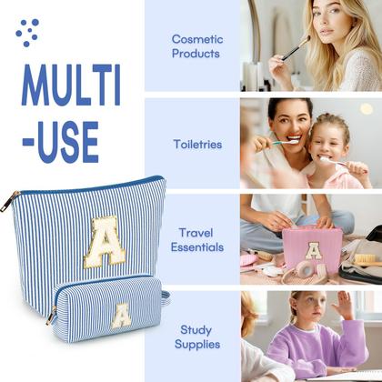 Imagem de Conjunto de bolsas de maquiagem mibasies Blue I para mulheres e meninas x2