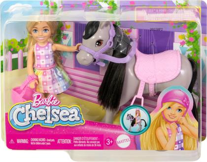 Imagem de Conjunto de bonecas Barbie Chelsea com cavalo de brinquedo, capacete e sela de 3 anos ou mais