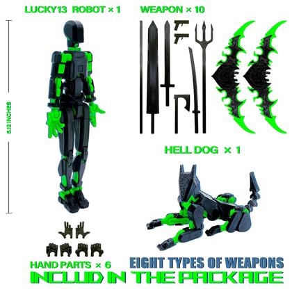 Imagem de Conjunto de bonecos de ação T13 (montagem concluída) T13, boneco de ação T13 impresso em 3D, boneco de ação Robo 13 Titan 13, boneco de ação Nova 13 Stick Titan (preto e verde)