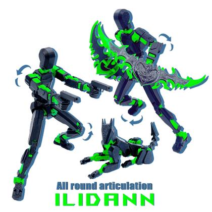 Imagem de Conjunto de bonecos de ação T13 (montagem concluída) T13, boneco de ação T13 impresso em 3D, boneco de ação Robo 13 Titan 13, boneco de ação Nova 13 Stick Titan (preto e verde)