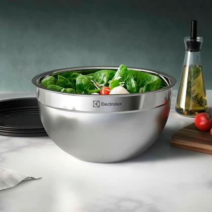 Imagem de Conjunto de Bowls Inox Com Tampa Plástica Electrolux 3 Peças