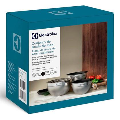 Imagem de Conjunto de Bowls Inox Com Tampa Plástica Electrolux 3 Peças