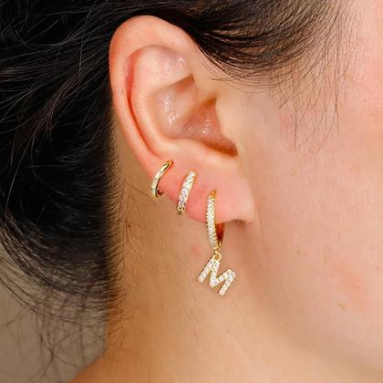 Imagem de Conjunto De Brincos De Argola Com Cristais Em Aço Inoxidável Para Mulheres, 26 Letras De a a Z,