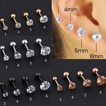 Imagem de Conjunto De Brincos De Diamante Falso Elegantes E Brilhantes, Hipoalergênicos, Em Aço Inoxidável