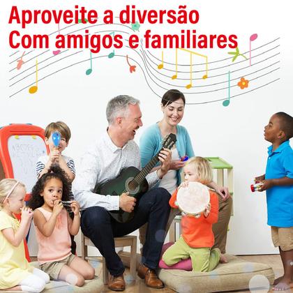 Imagem de Conjunto de Brinquedo Musical Educativo Infantil de Percussão Kit Triângulo Xilofone Harmônica Maracas Tamborim etc