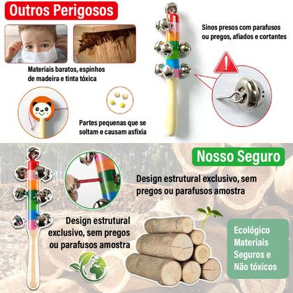 Imagem de Conjunto de Brinquedo Musical Educativo Infantil de Percussão Kit Triângulo Xilofone Harmônica Maracas Tamborim etc