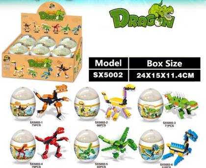 Imagem de Conjunto de brinquedos Building Blocks HOCHE Dinosaur Eggs, pacote com 6 para crianças