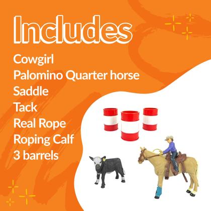 Imagem de Conjunto de brinquedos Cowgirl Big Country Toys All Around com estatueta de cavalo