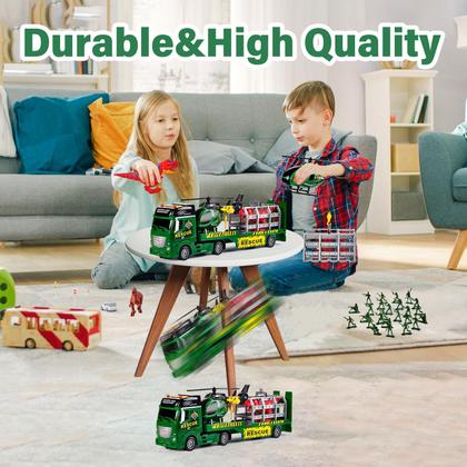 Imagem de Conjunto de brinquedos Dinosaur Truck Vehicle 103 unidades com caminhão semi grande de 65 cm