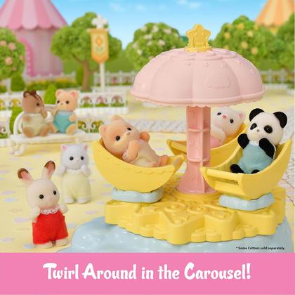 Imagem de Conjunto de brinquedos Dollhouse Calico Critters Baby Star Carousel com boneca