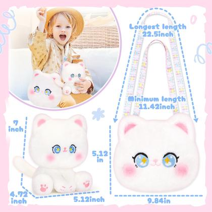 Imagem de Conjunto de brinquedos e bolsas de pelúcia CatchCute Cat para crianças com bolsa com zíper