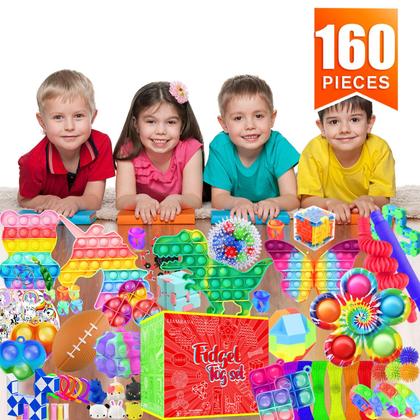 Imagem de Conjunto de brinquedos Fidget LIAM e AVA, pacote com 160 brinquedos sensoriais para crianças e autismo