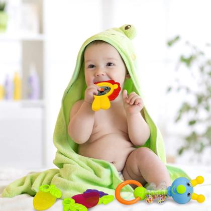 Imagem de Conjunto de brinquedos para bebês AIVIAI Rattles Teether de 0 a 6 meses com caixa de 11 unidades