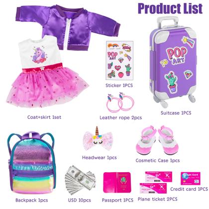 Imagem de Conjunto de brinquedos para bonecas de 18 polegadas com mala ebuddy