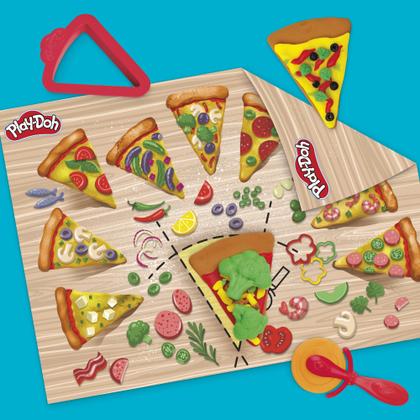 Imagem de Conjunto de brinquedos Play-Doh Pizza Slice com 11 ferramentas e 8 latas para crianças a partir de 3 anos