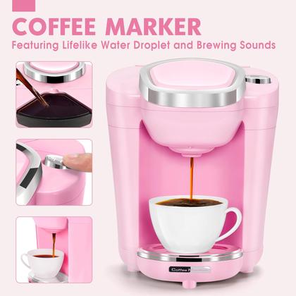 Imagem de Conjunto de brinquedos Play Kitchen Appliances Tooybing Pink com cafeteira