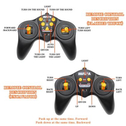 Imagem de Conjunto de brinquedos RC Semi Truck & Escavadeira 1:24 com som e luzes 8+