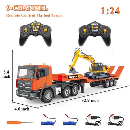 Imagem de Conjunto de brinquedos RC Semi Truck & Escavadeira 1:24 com som e luzes 8+