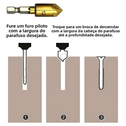 Imagem de Conjunto De Brocas Com Cabo Hexagonal Revestido De Titânio 6 Peças 6-19mm Ferramenta De Chanfrar
