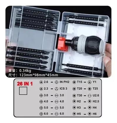 Imagem de Conjunto De Brocas De Chave De Fenda Mini Catraca 26 Em 1