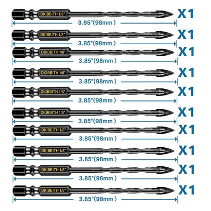 Imagem de Conjunto de brocas de concreto para alvenaria DKIBBITH 10 peças de 3 mm com haste hexagonal