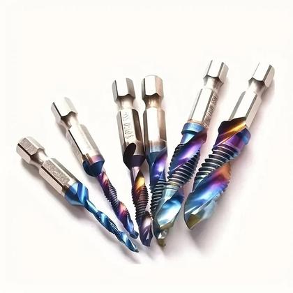 Imagem de Conjunto De Brocas De Rosca De Parafuso HSS Com Haste Hexagonal Banhada a Titânio M3 M4 M5 M6 M8 M10