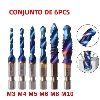 Imagem de Conjunto De Brocas De Rosca De Parafuso HSS Com Haste Hexagonal Banhada a Titânio M3 M4 M5 M6 M8 M10