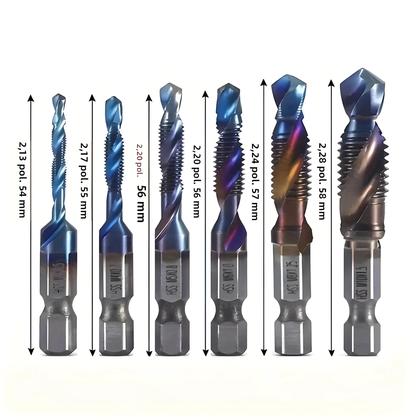 Imagem de Conjunto De Brocas De Rosca De Parafuso HSS Com Haste Hexagonal Banhada a Titânio M3 M4 M5 M6 M8 M10