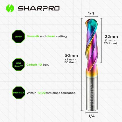 Imagem de Conjunto de brocas de roteador CNC SHARPRO 1/4 Ball Nose Carbide 3 unidades